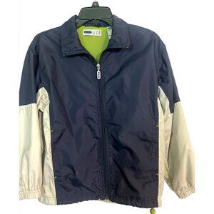 Fila Kids Age 12 Windbreaker Jacket Navy/Beige Mesh Lining Lightweight Full Zip
